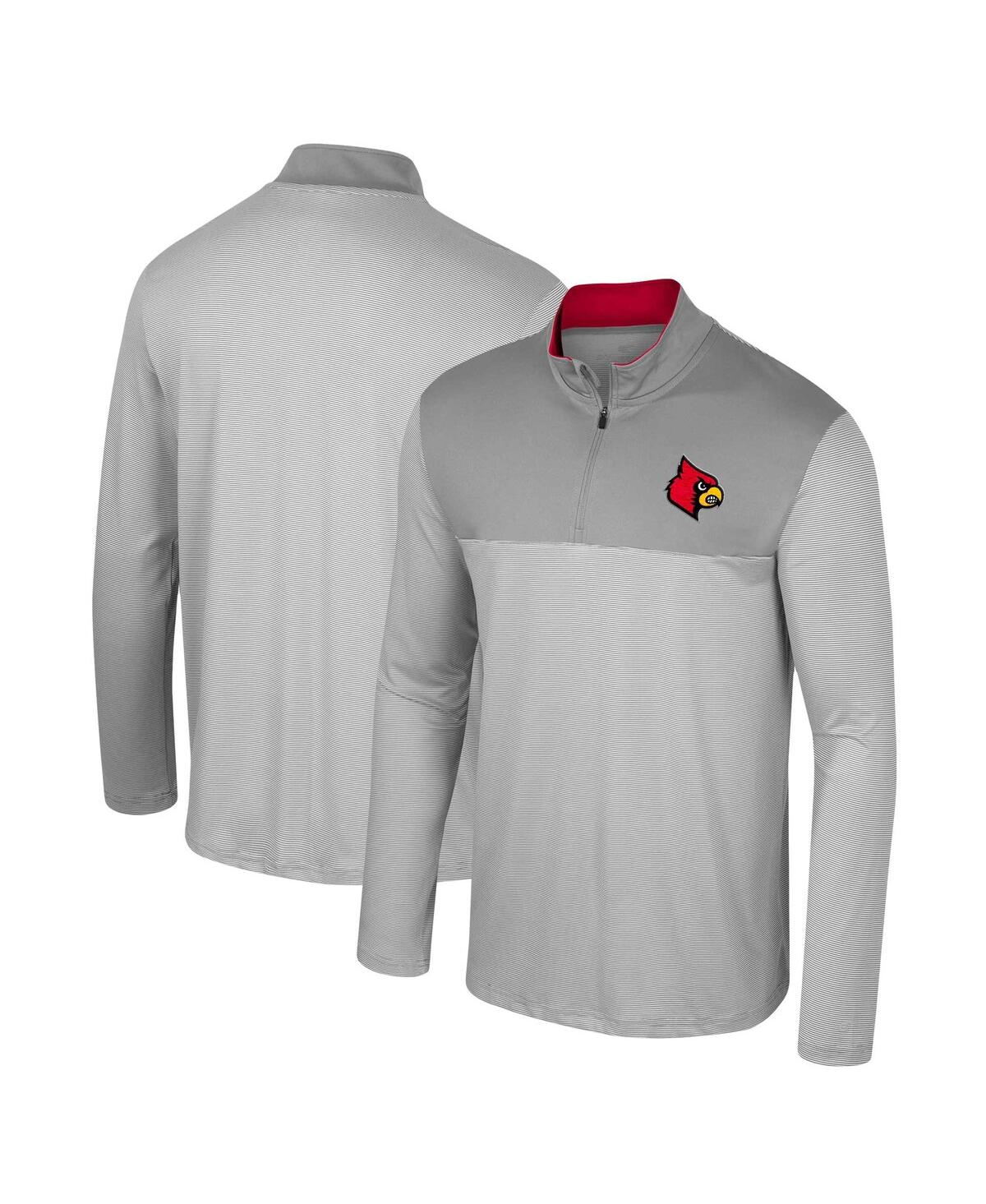 Shop Colosseum Men's  Gray Louisville Cardinals Tuck Quarter-zip Top