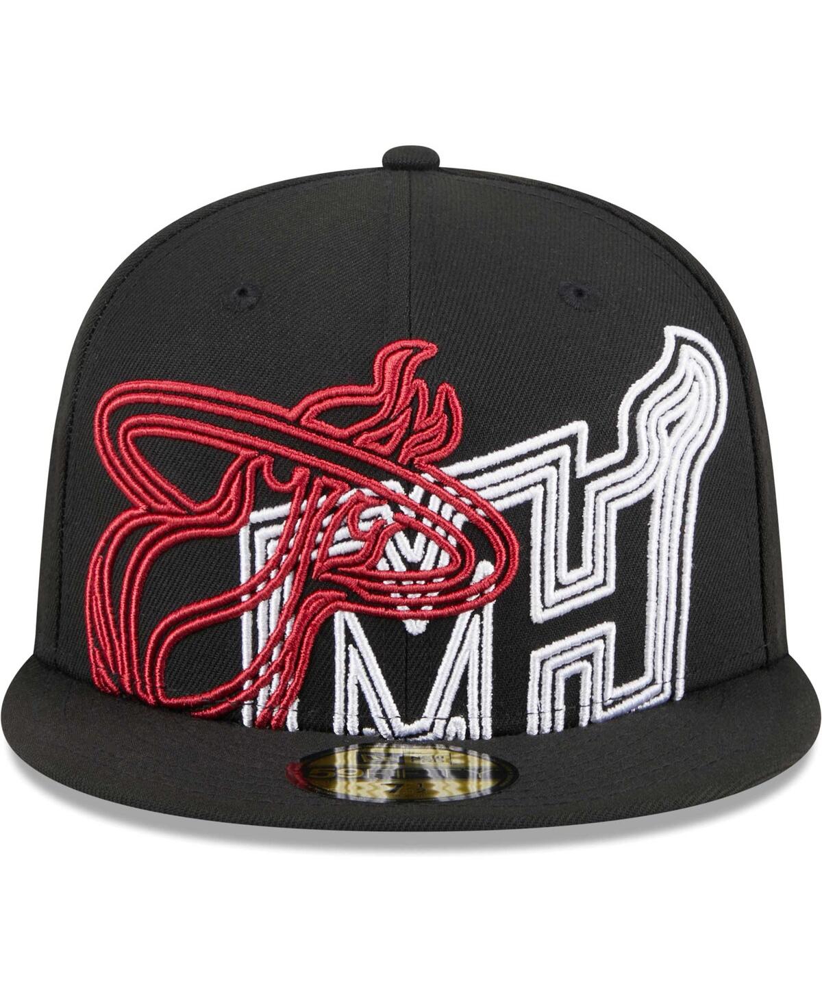 Men's New EraMiami Heat Game Day Hollow Logo Mashup 59FIFTY Fitted Hat - Black