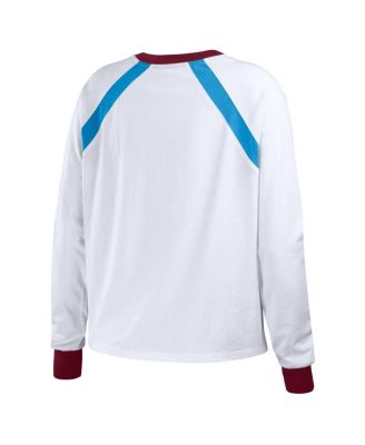 Women's White Distressed Philadelphia Phillies Raglan Long Sleeve T-shirt