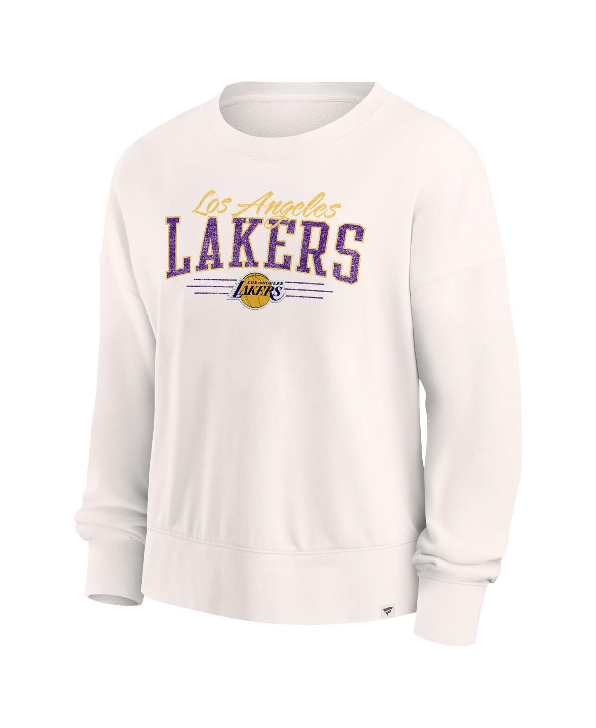Women's FanaticsDistressed Los Angeles Lakers Close the Game Pullover Sweatshirt - Cream