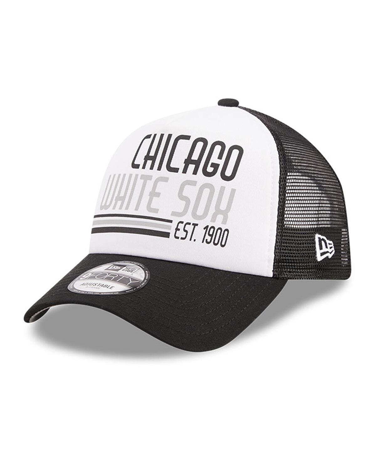 Shop New Era Men's  White, Black Chicago White Sox Stacked A-frame Trucker 9forty Adjustable Hat In White,black