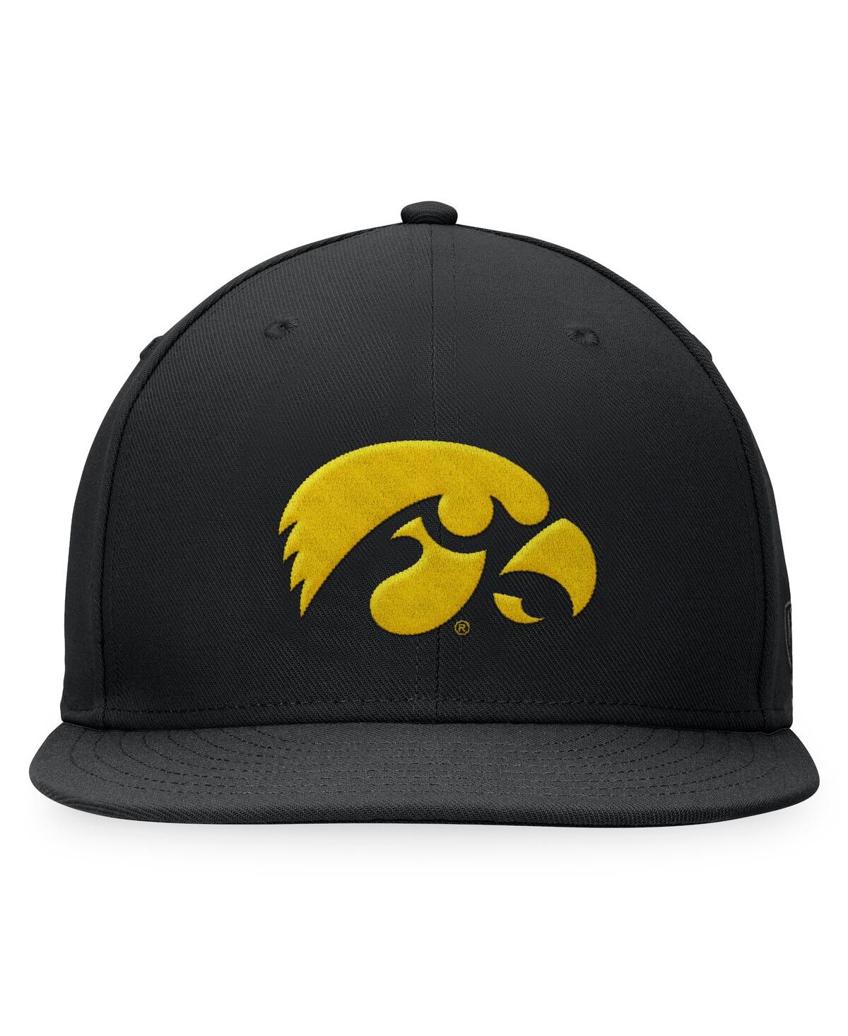 Shop Top Of The World Men's  Black Iowa Hawkeyes Fitted Hat