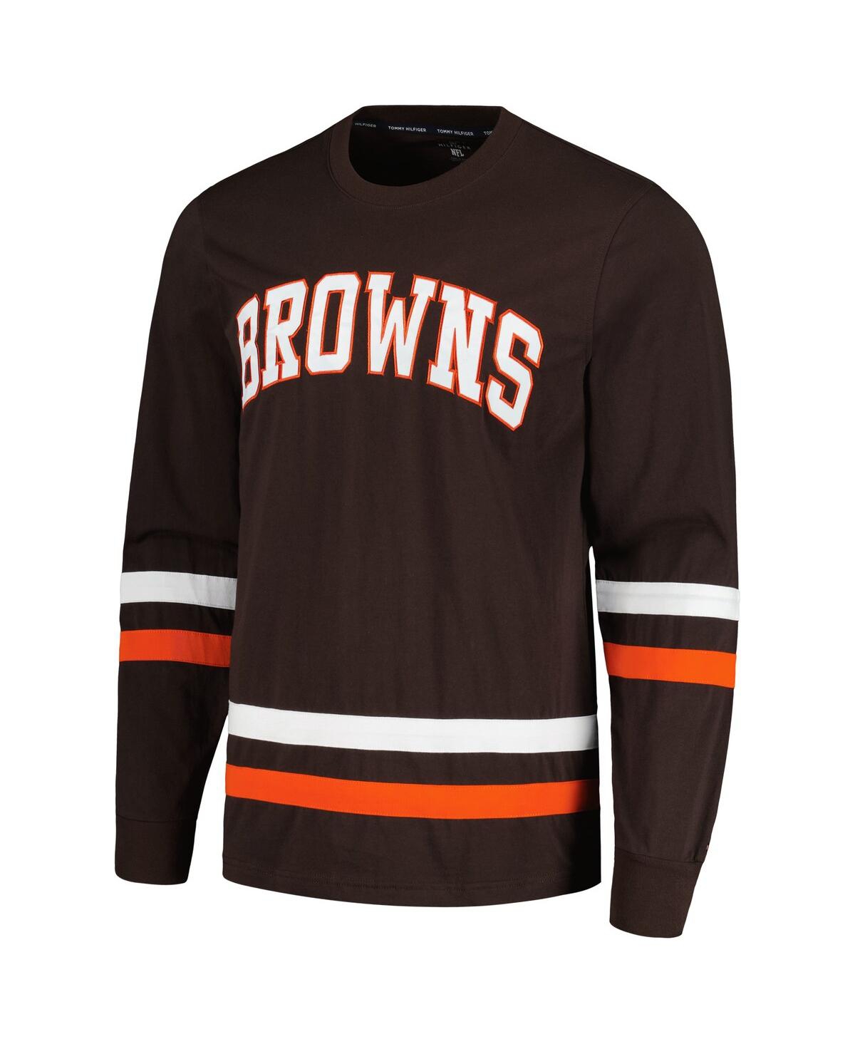 Shop Tommy Hilfiger Men's  Brown, Orange Cleveland Browns Nolan Long Sleeve T-shirt In Brown,orange