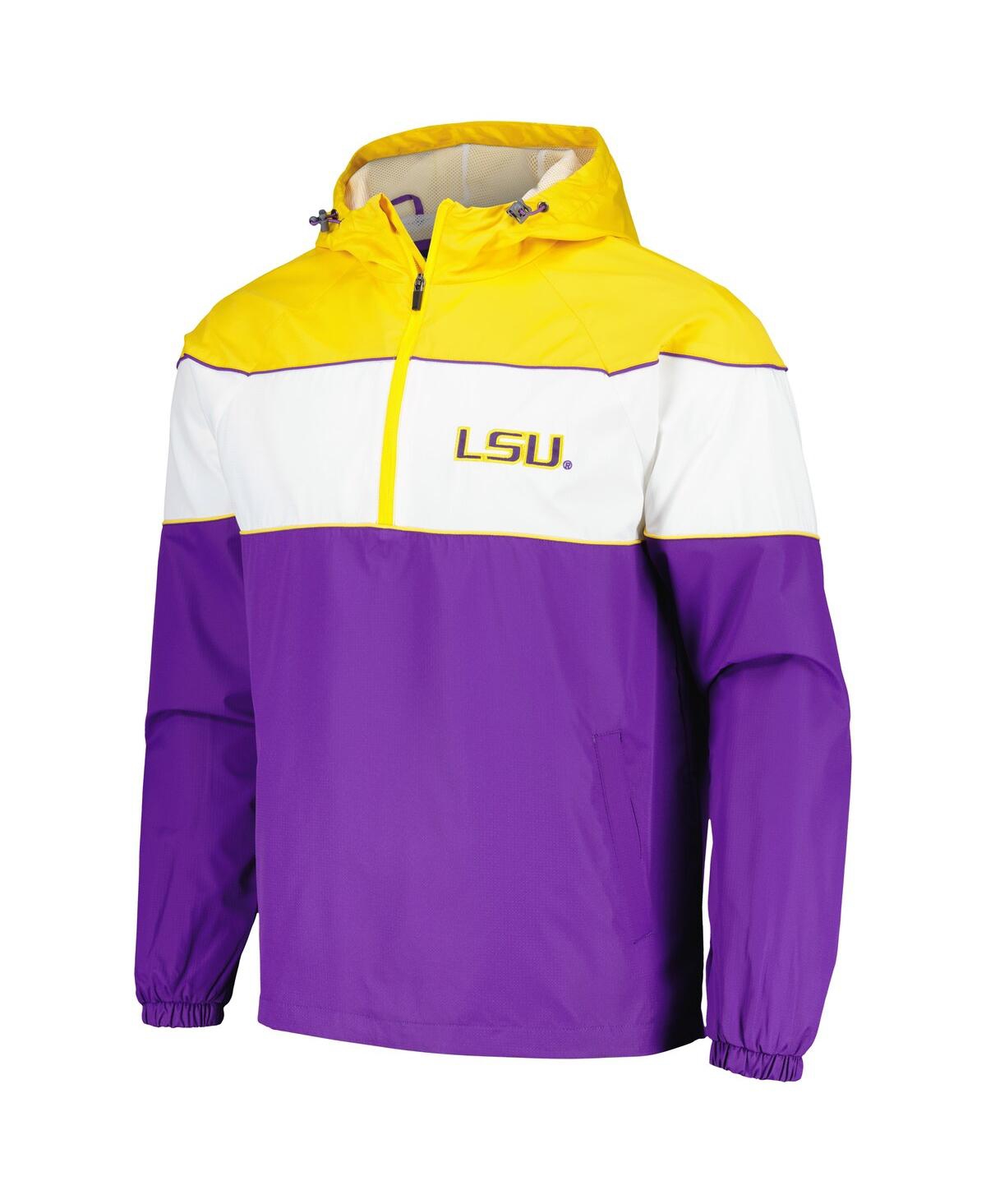 Shop G-iii Sports By Carl Banks Men's  Purple Lsu Tigers Center Line Half-zip Raglan Hoodie Jacket