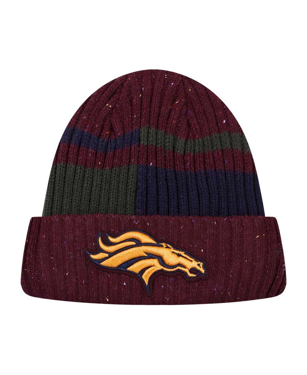 Shop Pro Standard Men's  Burgundy Denver Broncos Speckled Cuffed Knit Hat