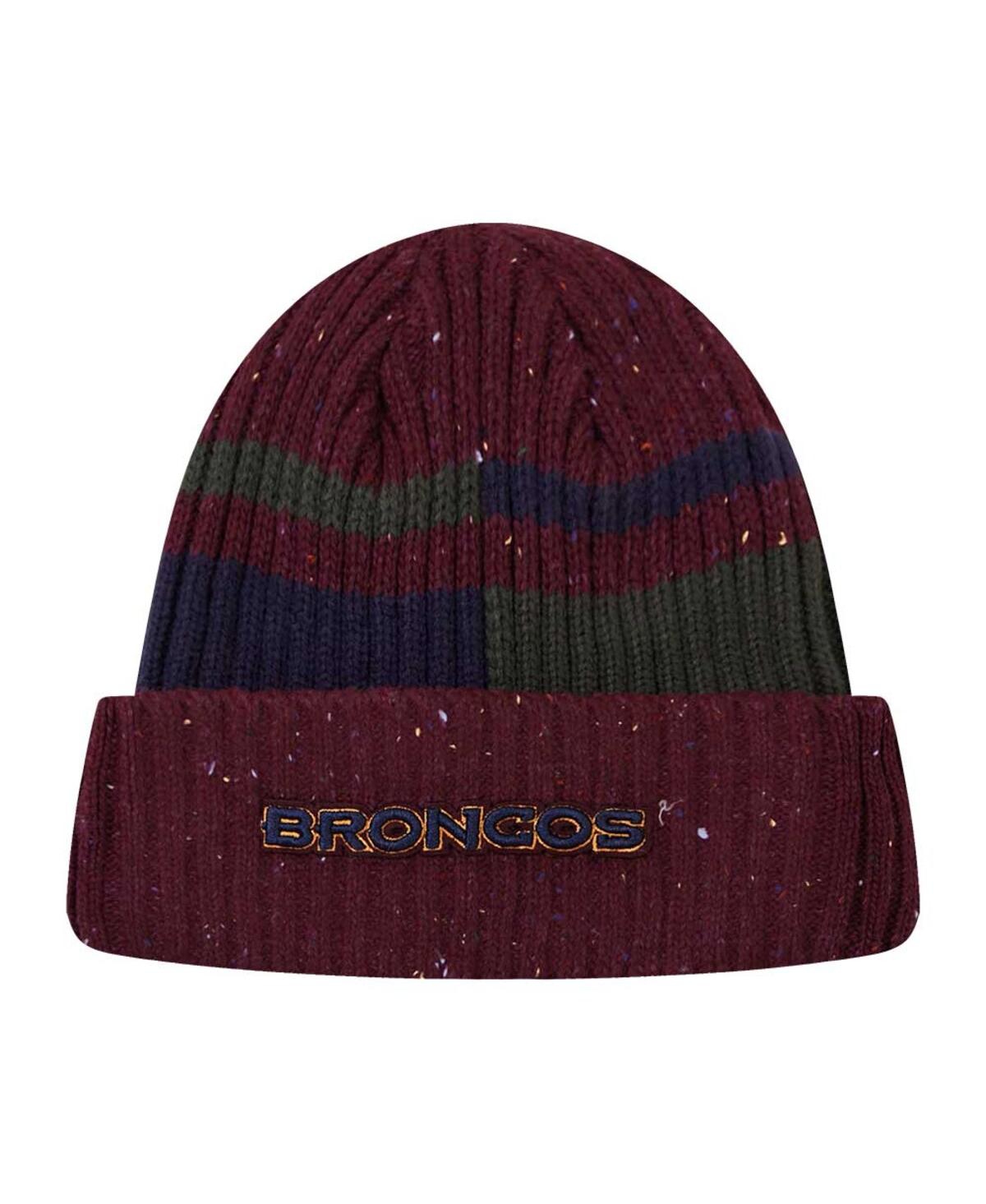Shop Pro Standard Men's  Burgundy Denver Broncos Speckled Cuffed Knit Hat