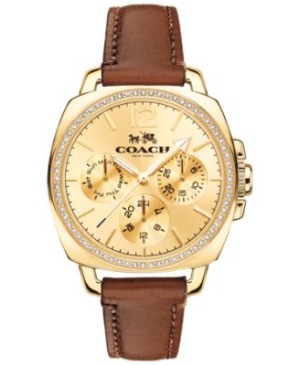 COACH - WOMEN'S BOYFRIEND BROWN LEATHER STRAP WATCH 34MM 14502172