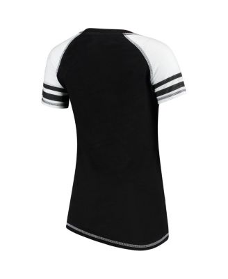 Women's Black Oakland Athletics Color Block V-Neck T-shirt