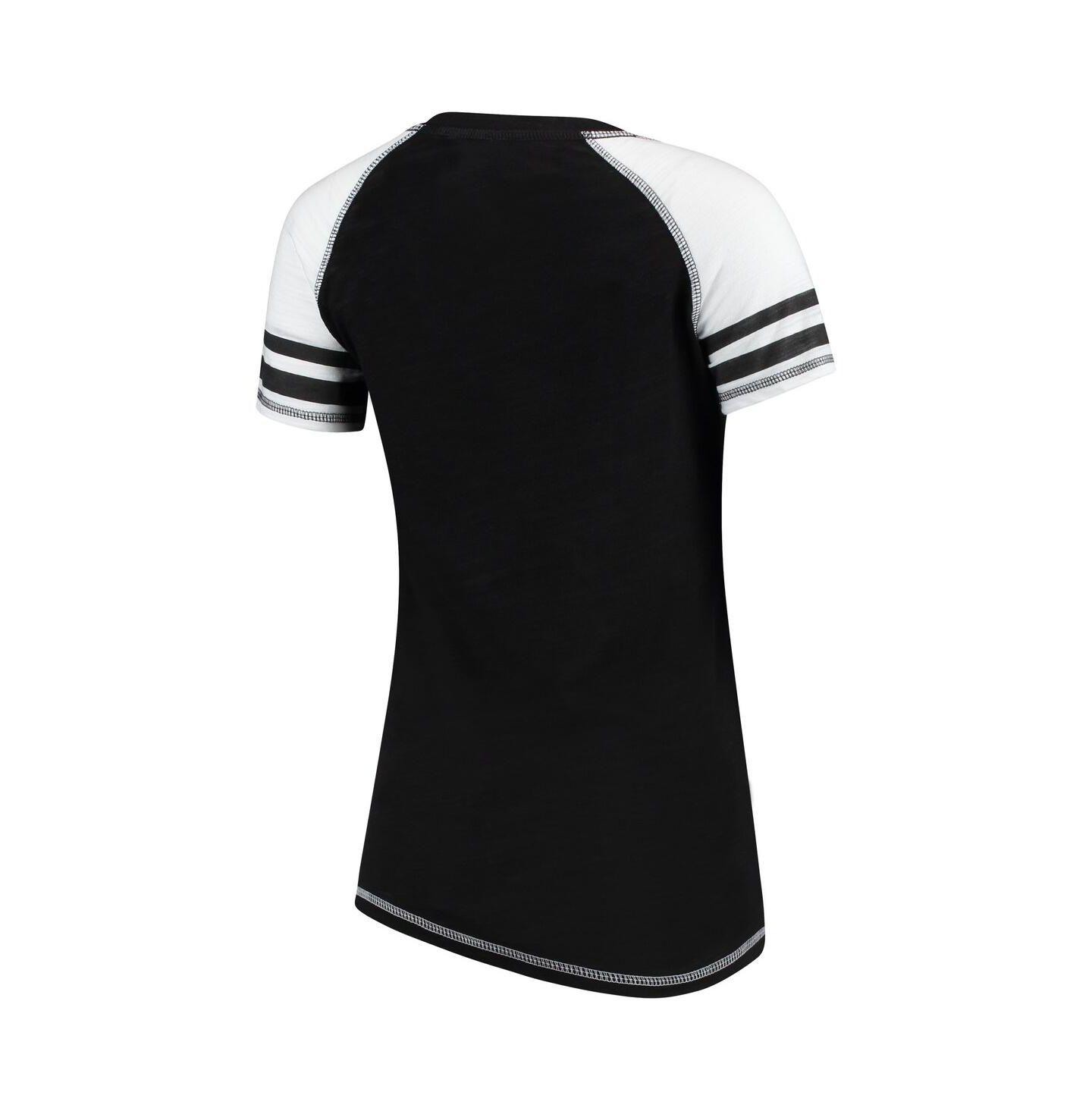 Женская футболка Soft As A Grape Black Oakland Athletics Color Block V-Neck — фото 4