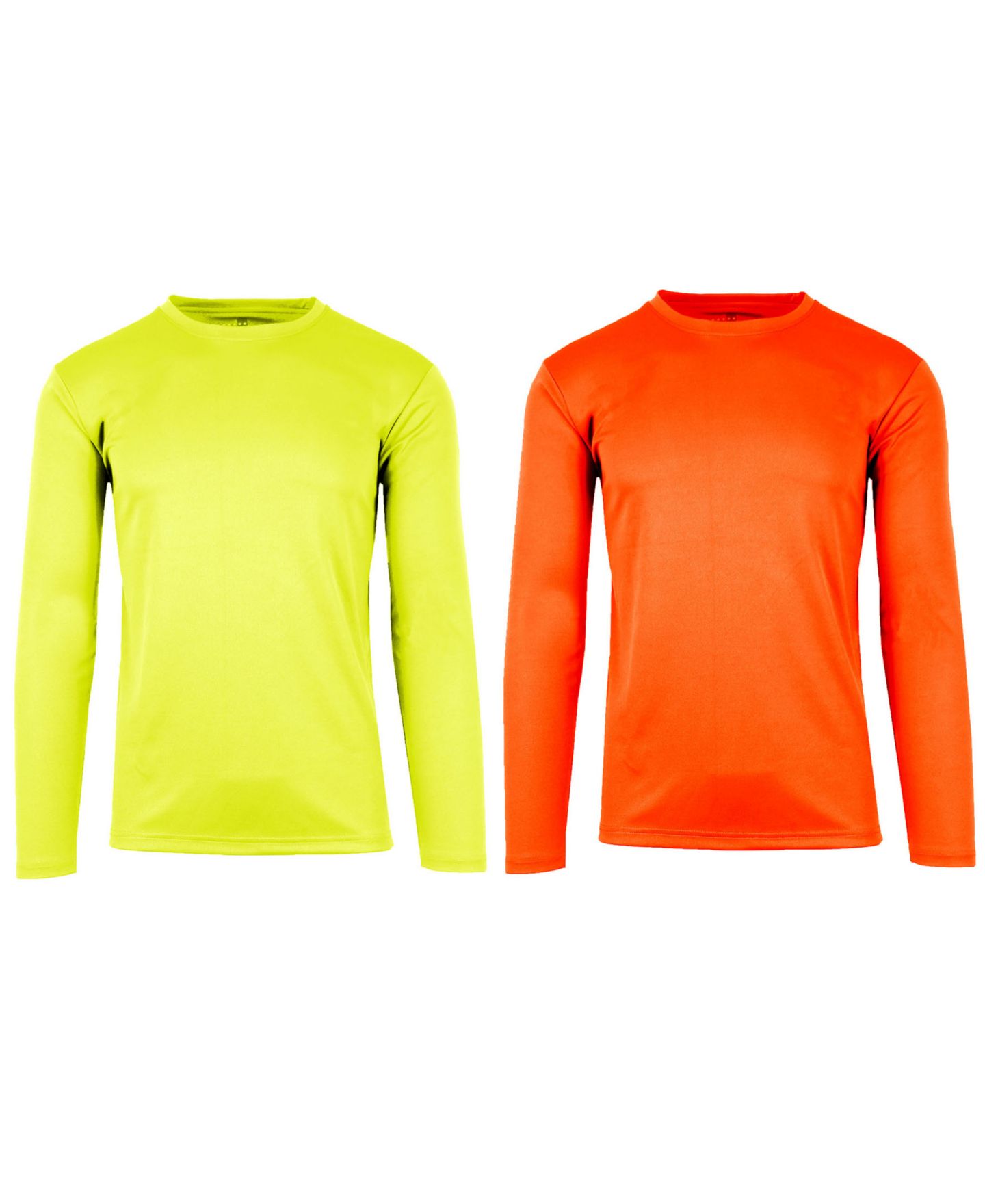 Мужские футболки Galaxy By Harvic Long Sleeve Moisture-Wicking Performance Crew Neck Tee -2 Pack, цвет: Неоновый зелёный — фото 7