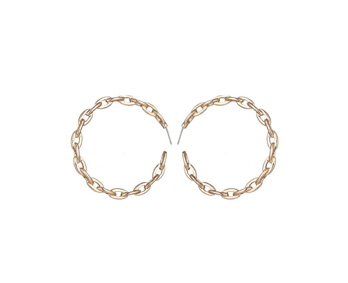 Chain Link Hoop Earrings for Women - Gold
