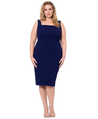 Betsy & Adam - Plus Size Scuba Crepe Corset Midi Dress