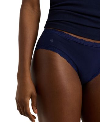 Women's Cotton & Lace Jersey Hipster Brief Underwear 4L0077