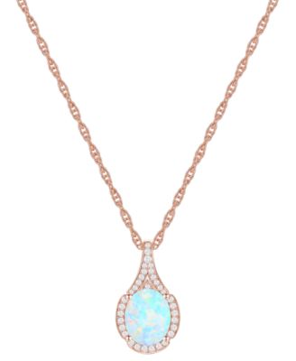 Macy's - Amethyst (1-1/2 ct. t.w.) & Lab-Grown White Sapphire (1/8 ct. t.w.) Oval Halo 18" Pendant Necklace in 14k Gold-Plated Sterling Silver (Also in Additional Gemstones)