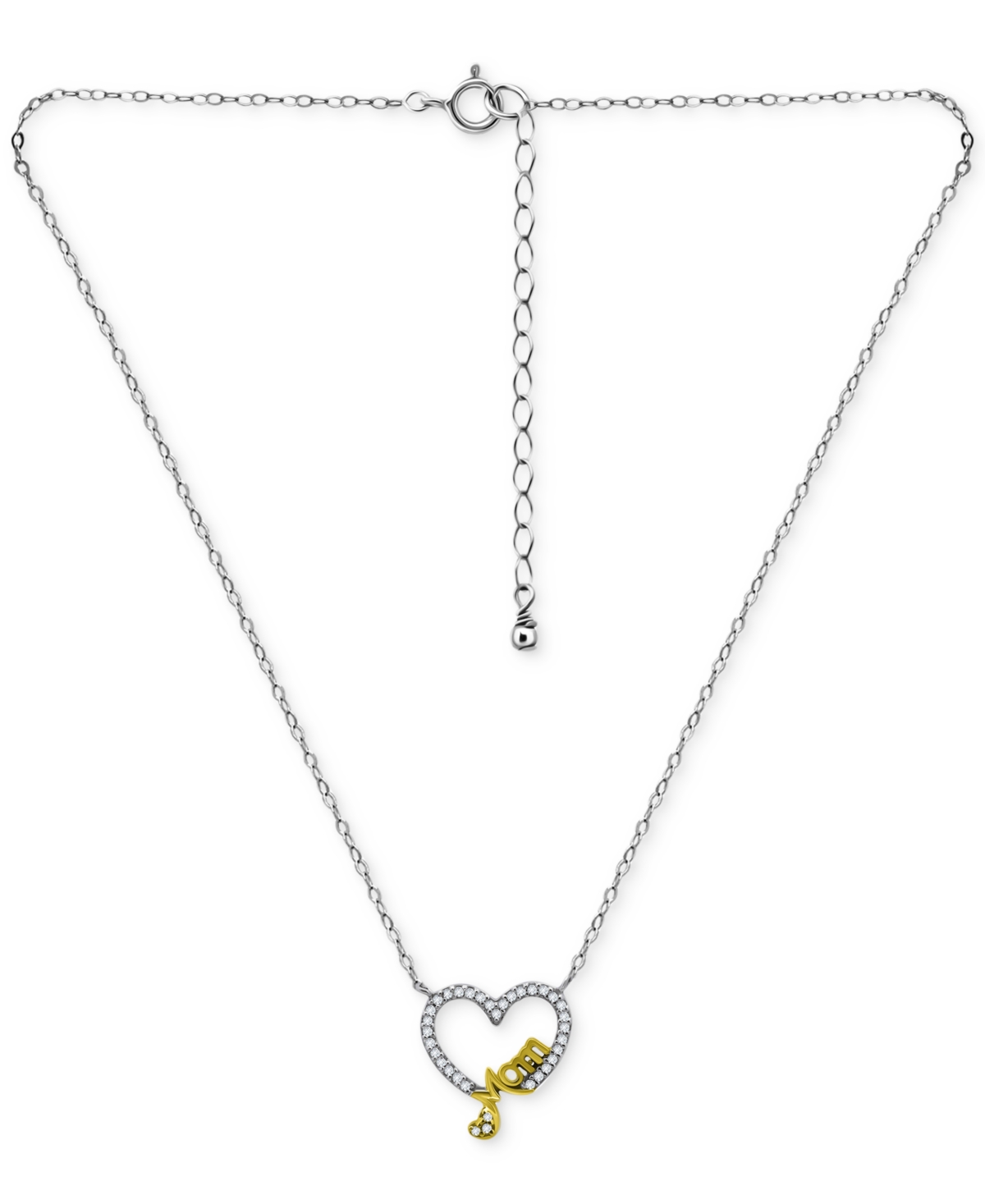 Shop Giani Bernini Cubic Zirconia Mom Heart Pendant Necklace In Sterling Silver & 18k Gold-plate, 16" + 2" Extender, Cr In Two Tone