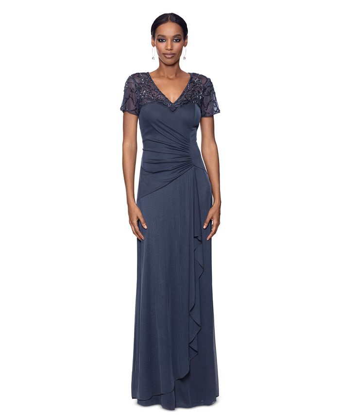 XSCAPE Petite Bead Embellished Cascading Sheath Dress - Macy's