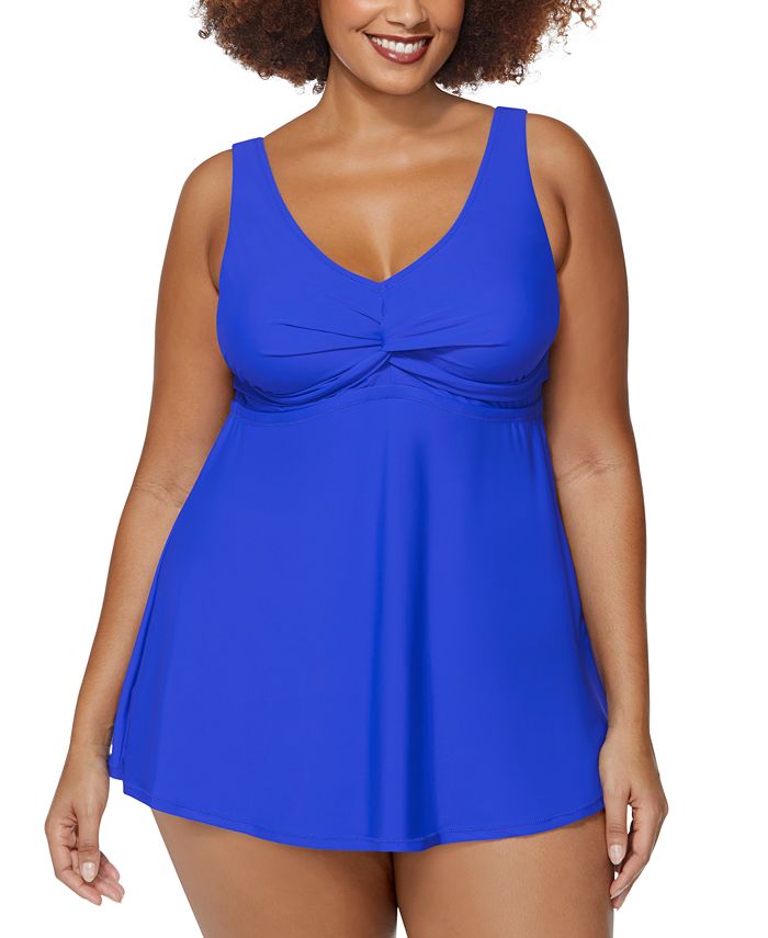 Raisins Curve Women's Trendy Plus Size Printed Lucia Swimdress  Swimsuit Blue Size 14W main image 0