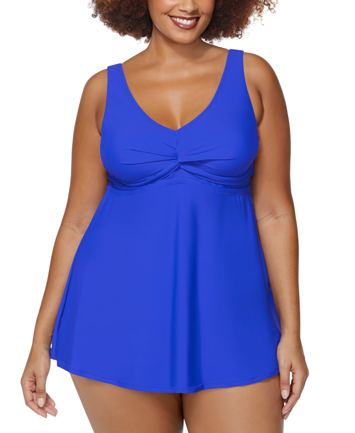 Trendy Plus Size Lucia Tummy-Control Swimdress - Blue