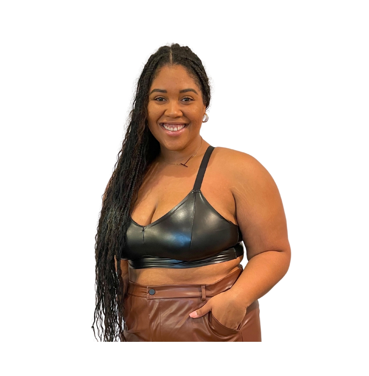 Naked Rebellion Women's Nude Shade Leather Bralette
