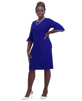 Kat Elbow-Sleeve Ruffled-Cuff Dress