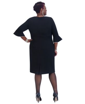 Kat Elbow-Sleeve Ruffled-Cuff Dress