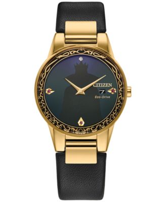 Citizen - Women's Disney Evil Queen Black Leather Strap Watch 30mm Gift Set