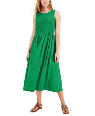 Tommy Hilfiger - Women's Smocked-Bodice Sleeveless Midi Dress