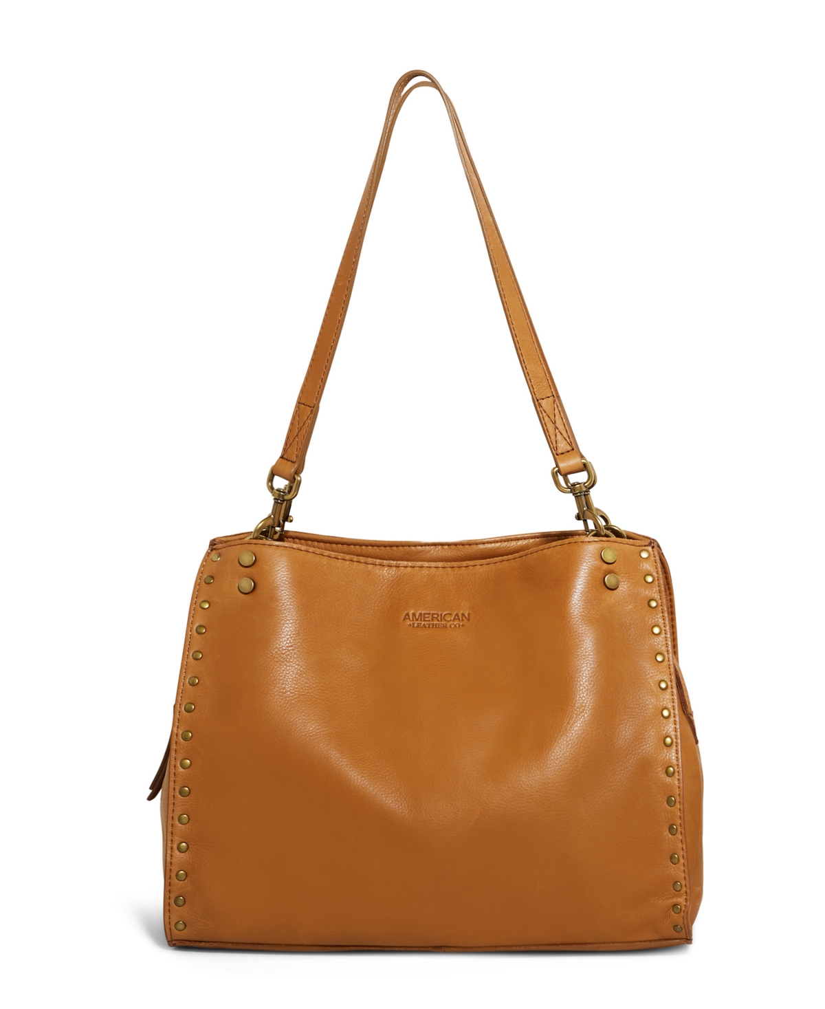 American Leather Co. Lenox Studded Triple Entry Satchel Mulberry S Smart Closet