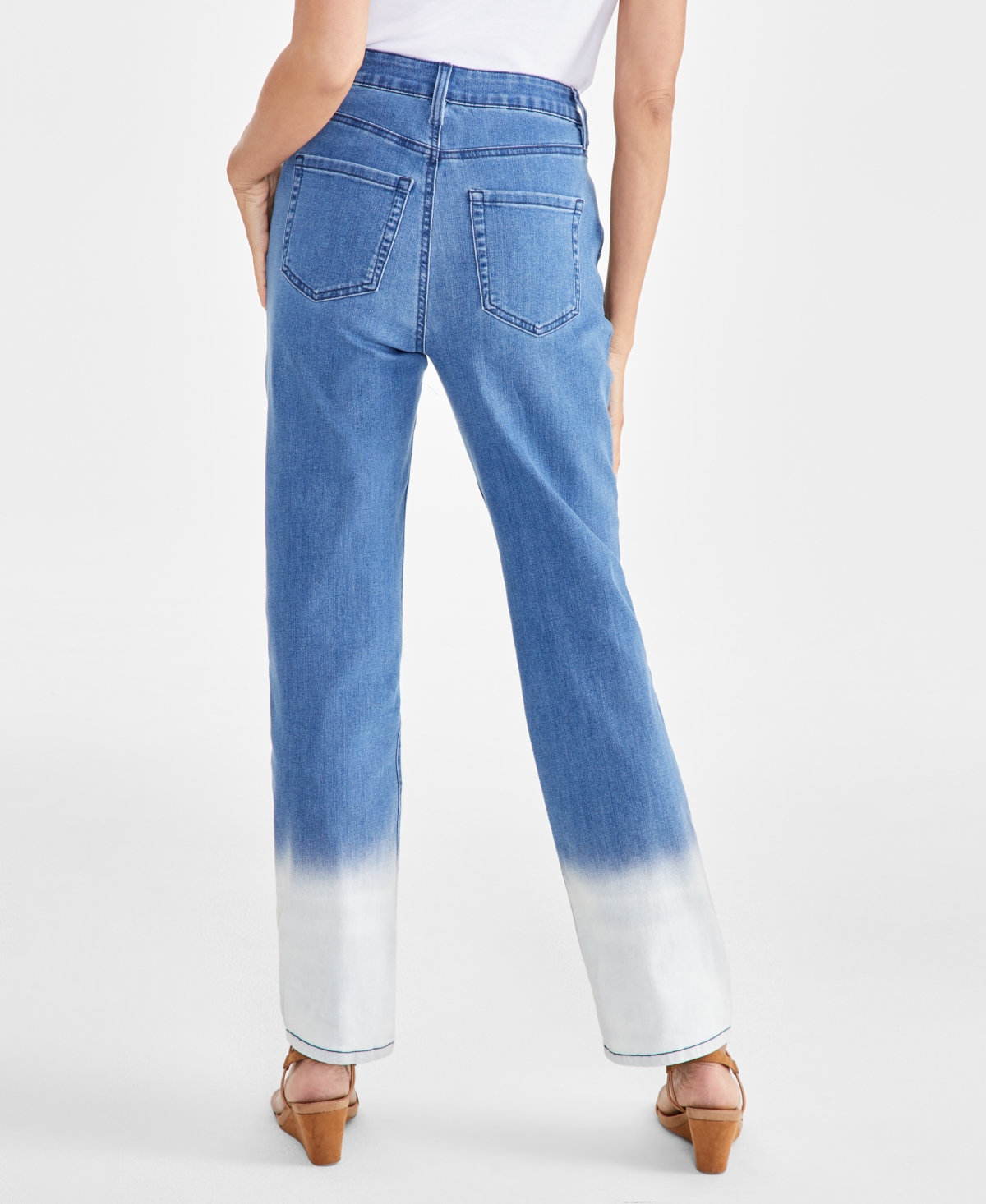 Style & Co Women's Dip-Dyed High-Rise Natural Straight Jeans, Created for Macy's