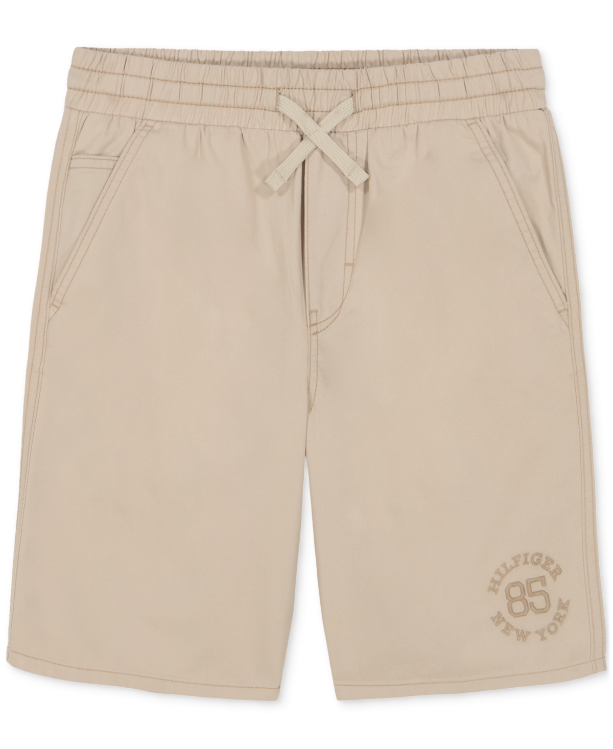 Shop Tommy Hilfiger Toddler Boys Tommy Embroidered Pull-on Short In Lt Khaki