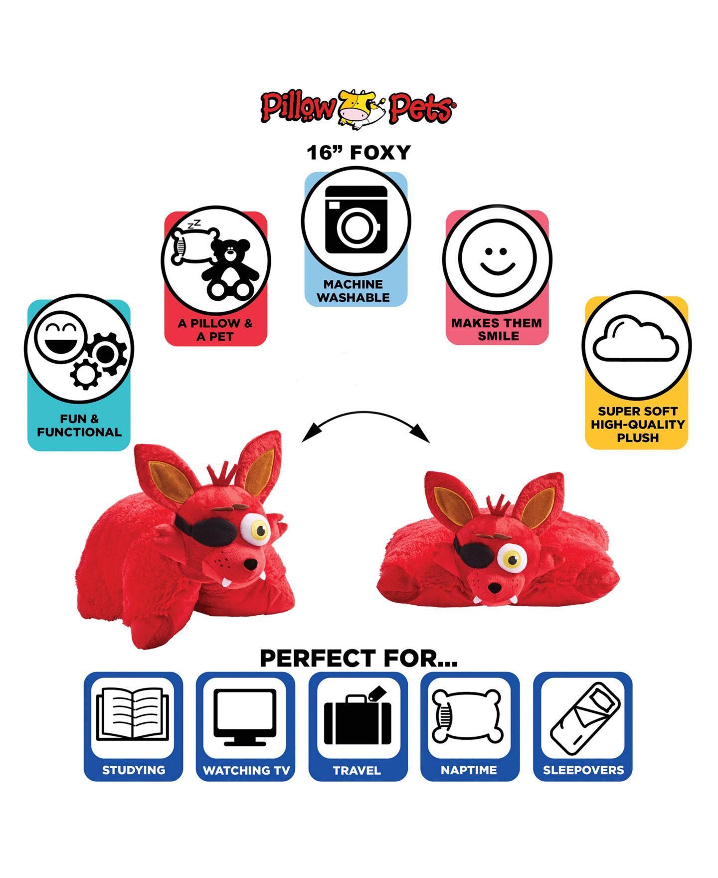 Детские мягкие игрушки Pillow Pets Foxy Pillow Pet — фото 6