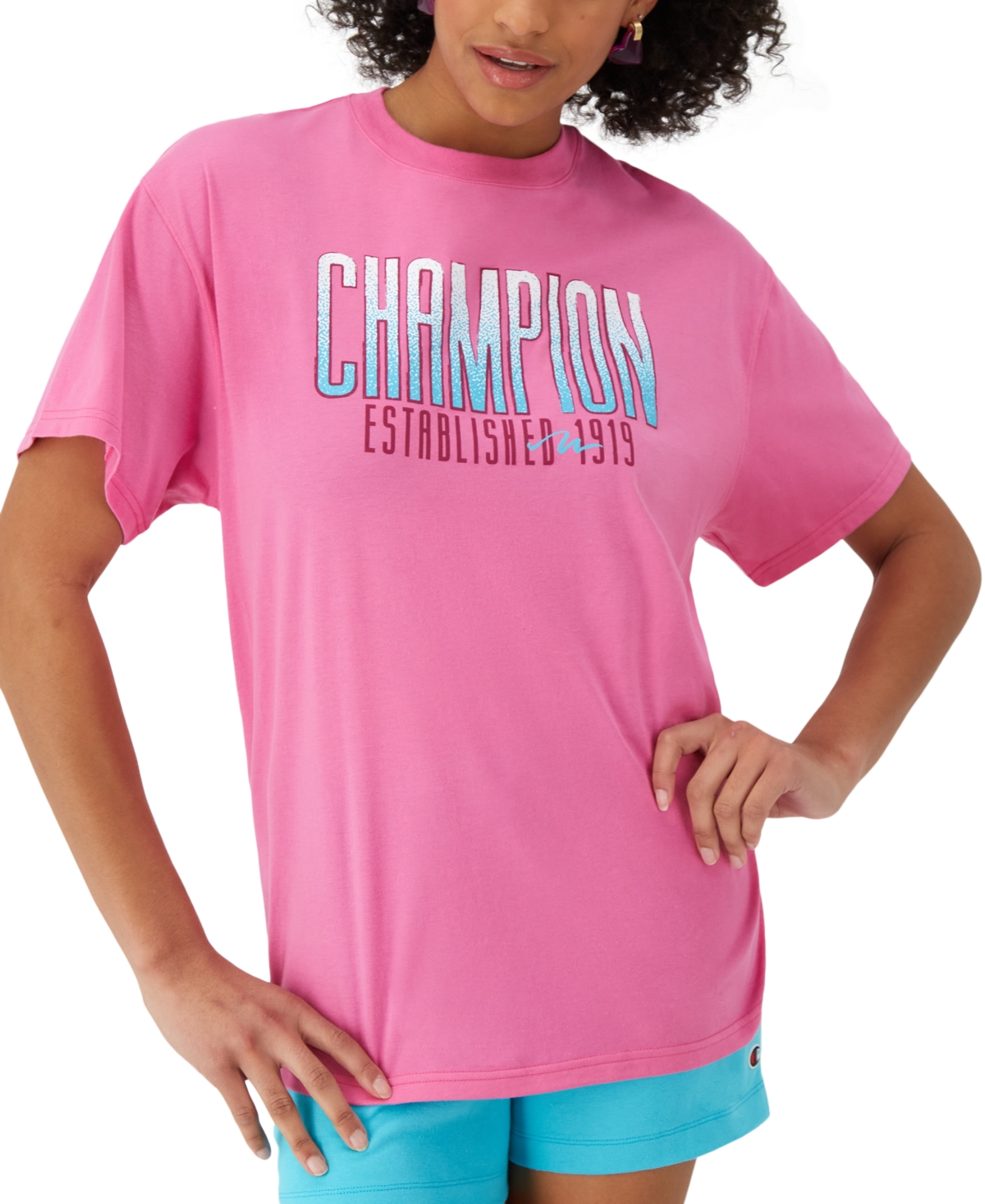 Women's Loose-Fit Logo Graphic T-Shirt - Phlox Pink