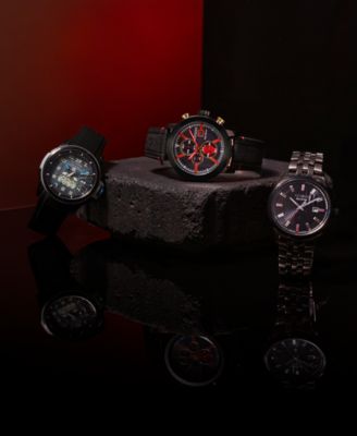 Eco-Drive Men's Chronograph Star Wars Darth Maul Mastermind Black Nylon & Leather Strap Watch 44mm