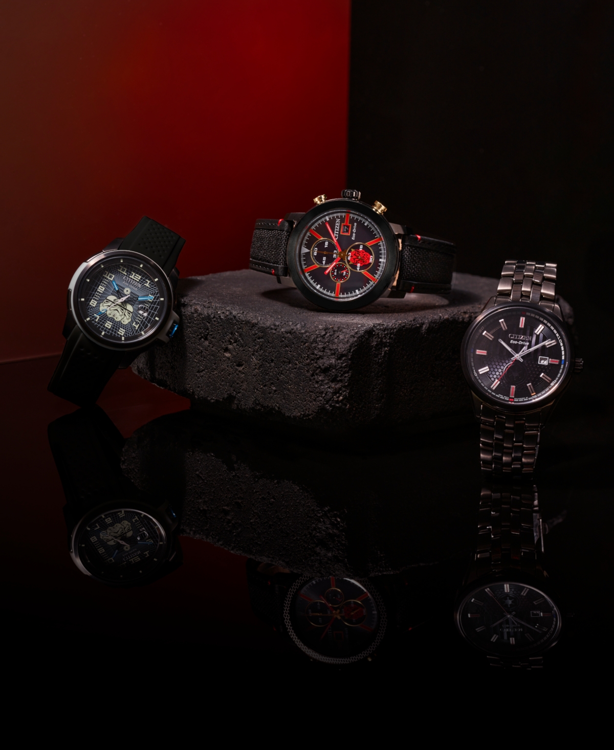 Citizen Eco-drive Men's Chronograph Star Wars Darth Maul Mastermind Black Nylon & Leather Strap Watch 44mm In No Color