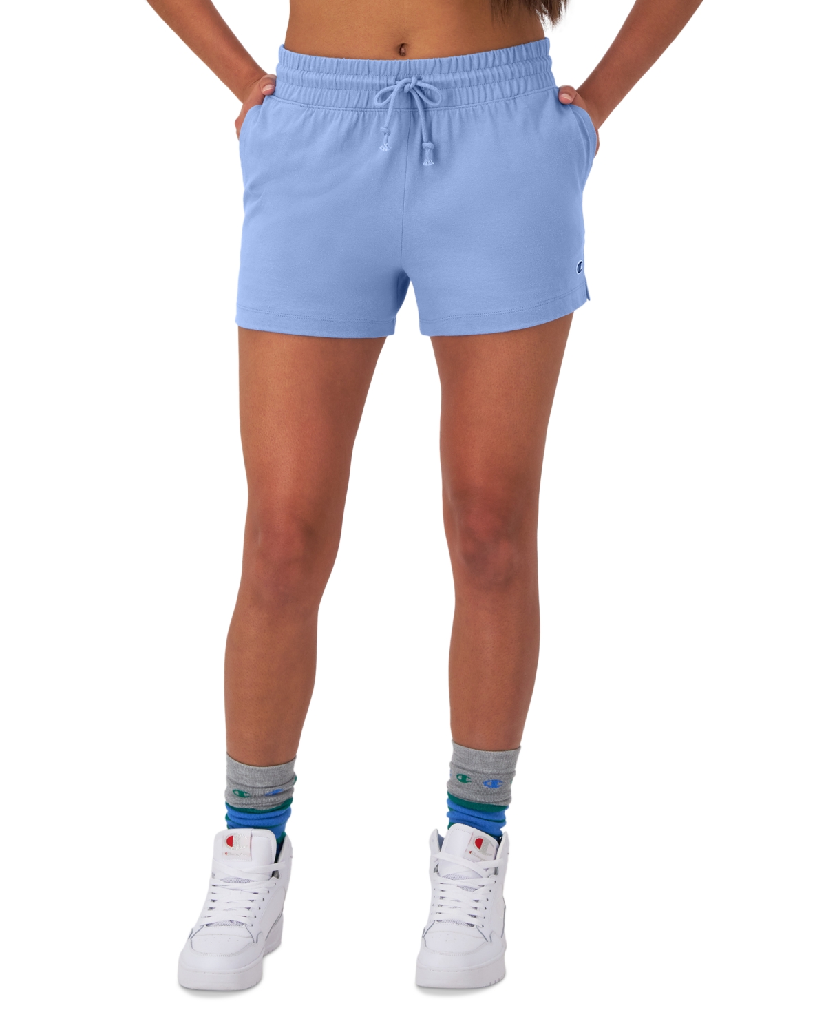 Champion Women s Cotton Jersey Pull On Drawstring Shorts Aqua Excursion Smart Closet