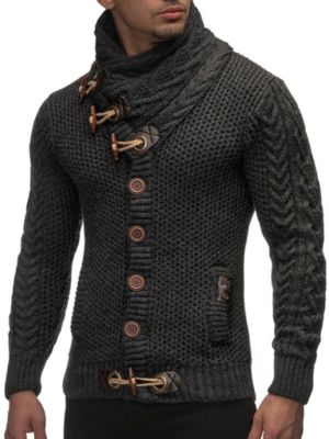 Men's Knitted Turtleneck Jacket - Winter Cardigan Sweaters for Men