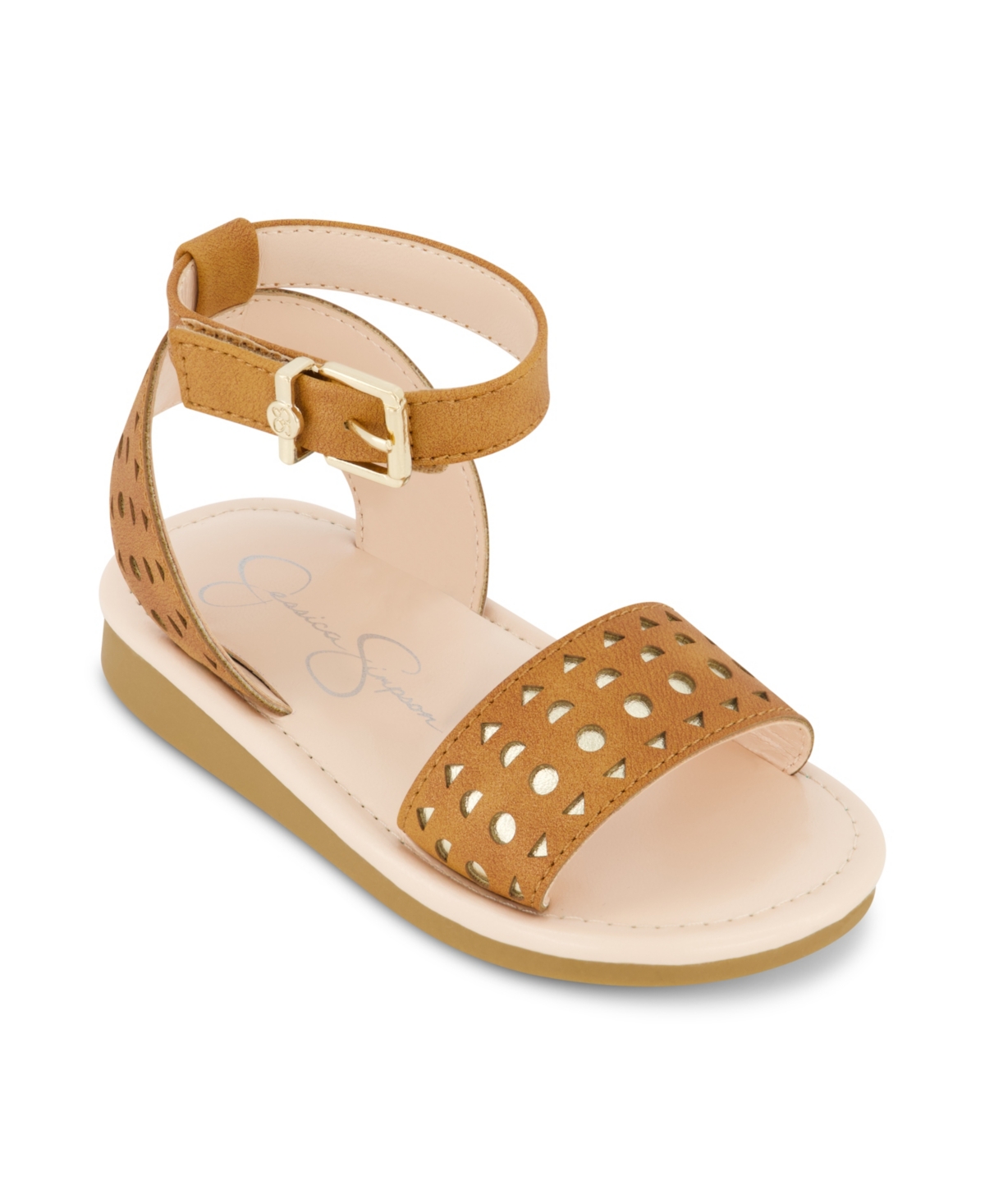 Shop Jessica Simpson Toddler Girls Janey Perf Leather Sandals In Cognac