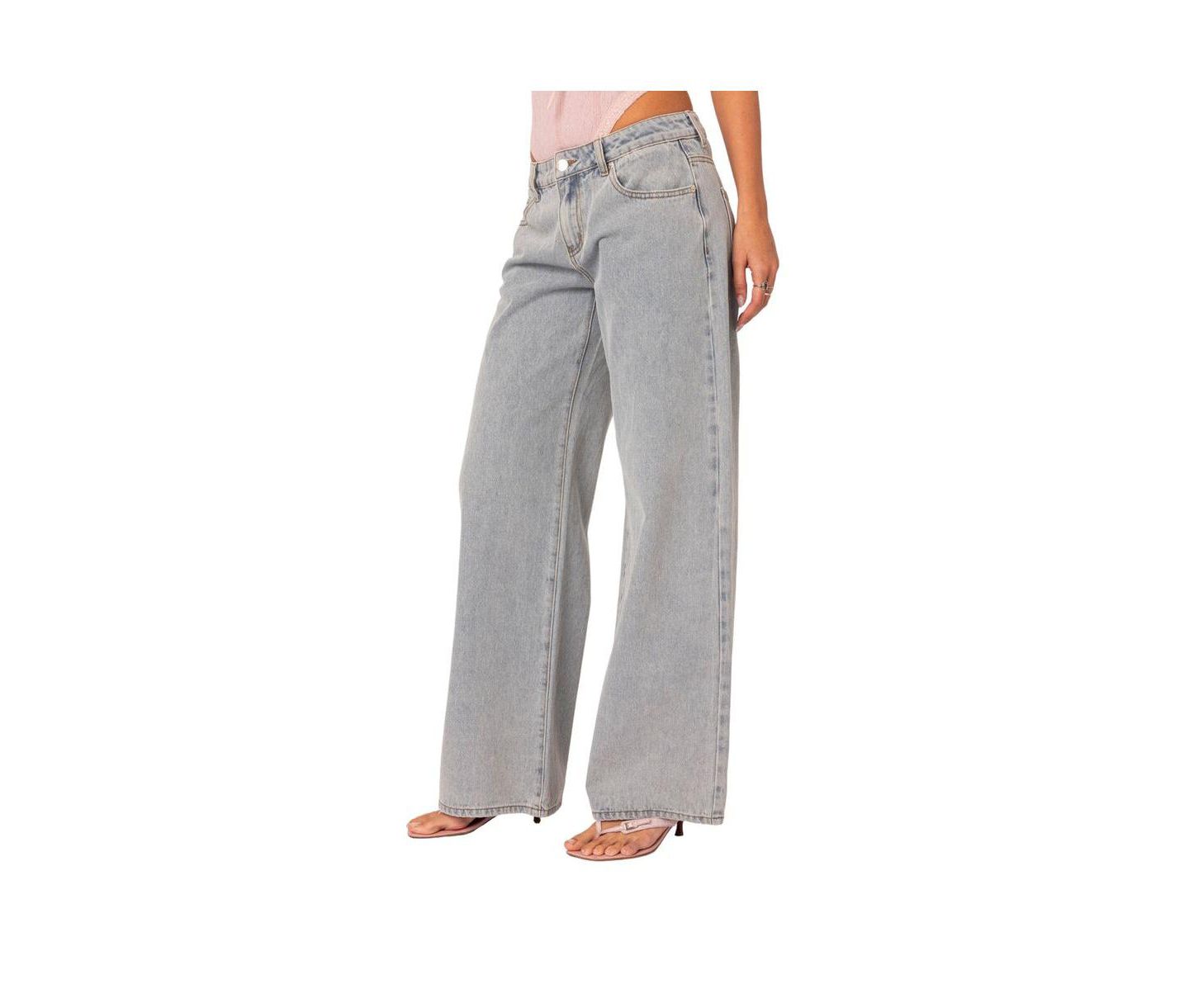 Женские джинсы Edikted Bow pocket relaxed, цвет: Светлый синий — фото 6