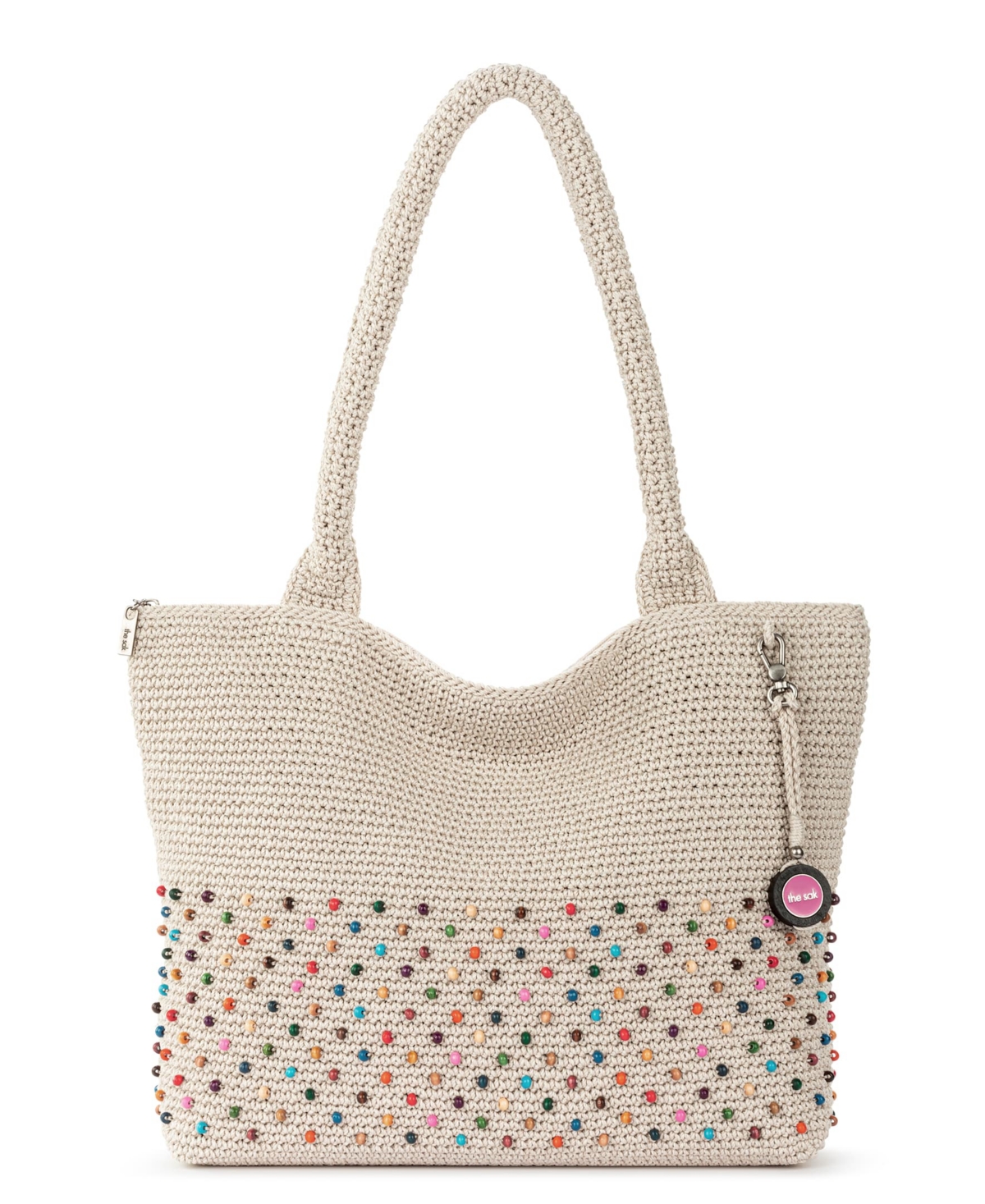Crafted Classics Crochet Extra-Large Carryall Tote - Ecru Multi Beads