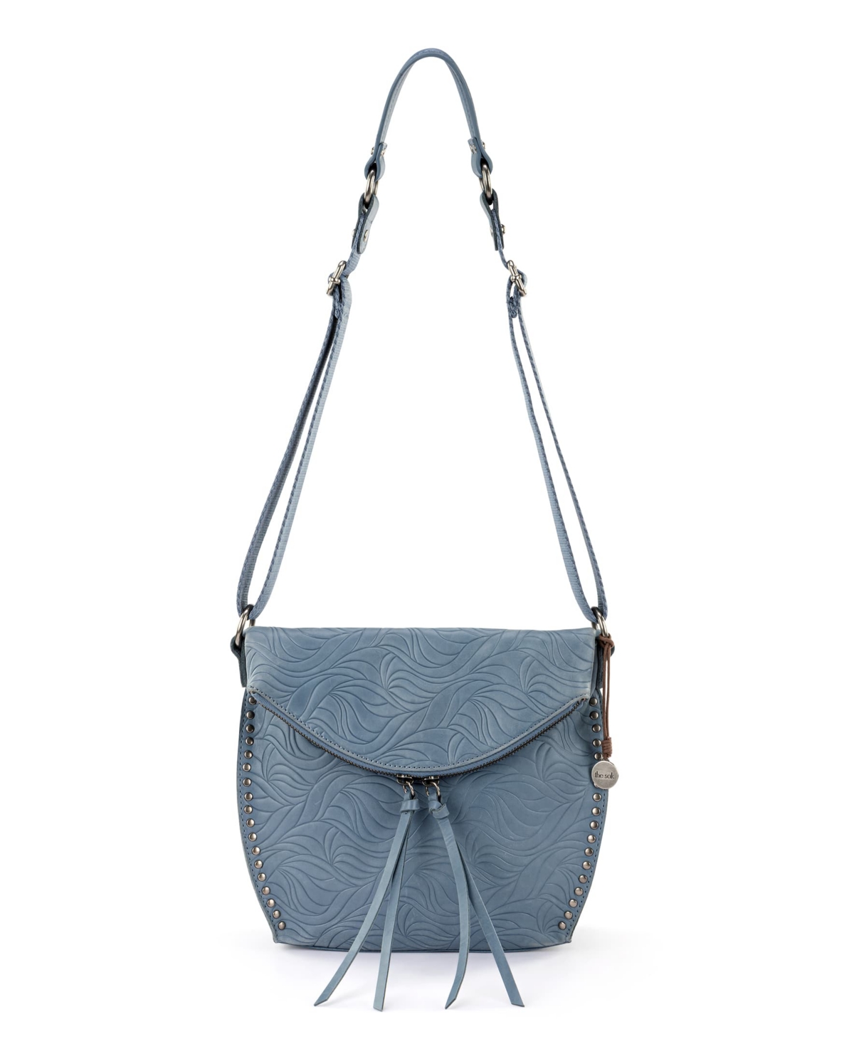 The Sak Women s Silverlake Leather Crossbody Bag Maritime Wave Emboss Smart Closet