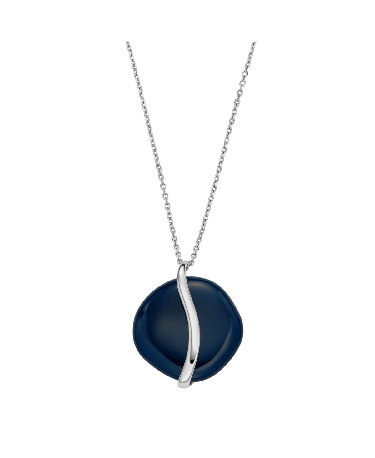 Women's Sofie Sea Glass Blue Organic-Shaped Pendant Necklace, SKJ1809040 - Silver