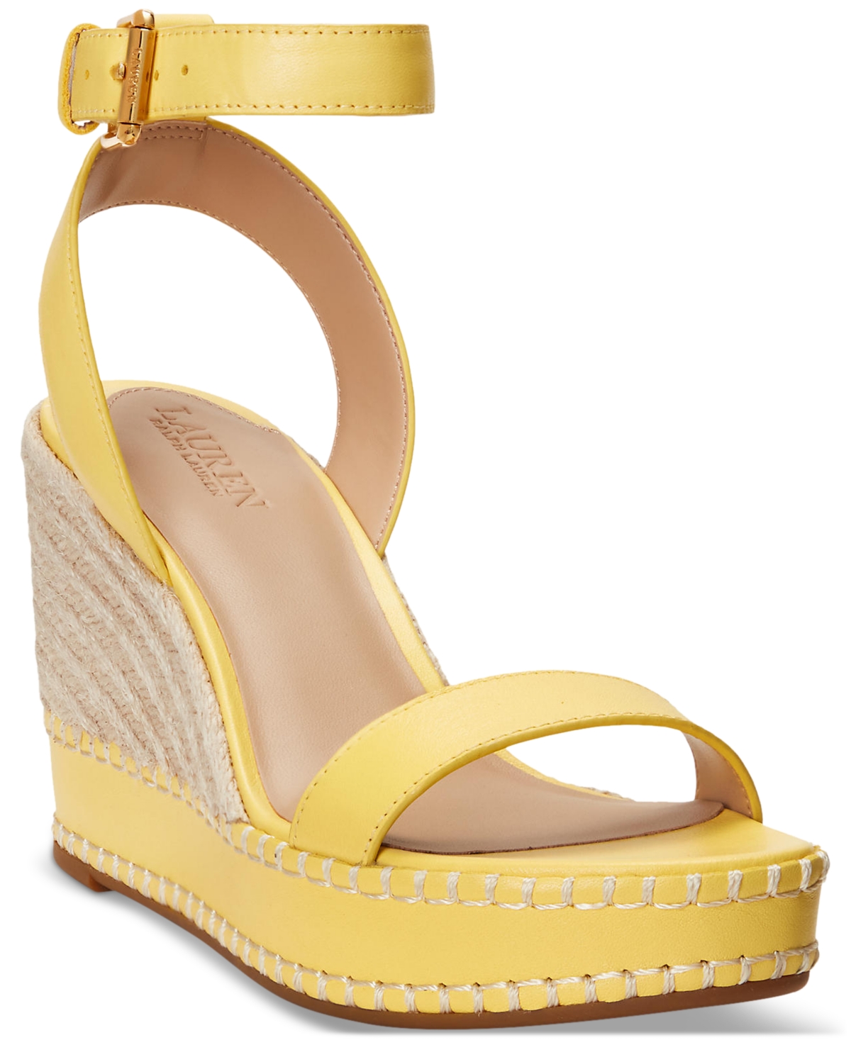 Lauren Ralph Lauren Women's Hilarie Ankle-strap Espadrille Platform Wedge Sandals In Primrose Yellow