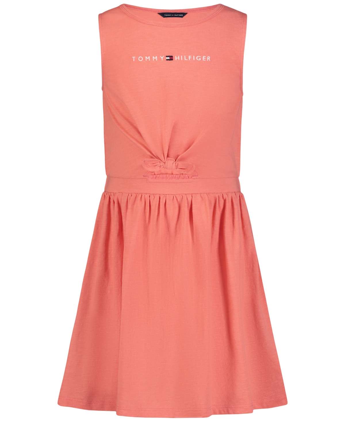 Shop Tommy Hilfiger Toddler Girls Embroidered-logo Sleeveless Dress In Peach Dusk