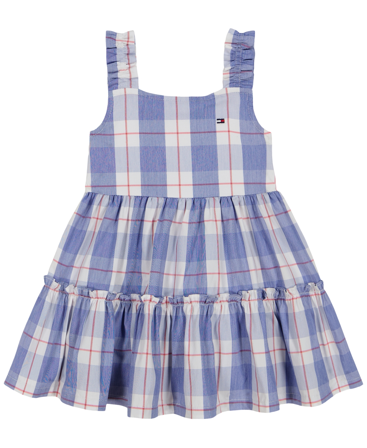Shop Tommy Hilfiger Toddler Girls Plaid Open-back Tiered Dress In Assorted