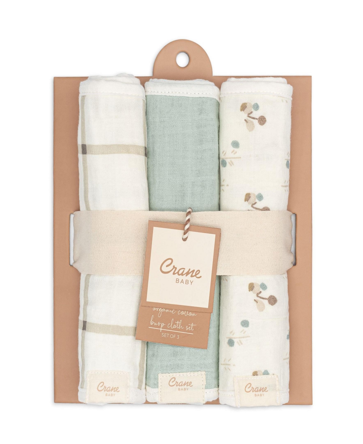 Shop Crane Baby Cotton 3-pc. Poppy Burp Cloth Set In White