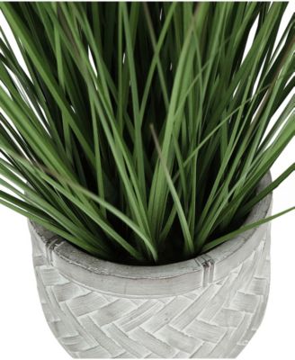 21" Indoor Artificial Grass Plant with Decorative White Pot