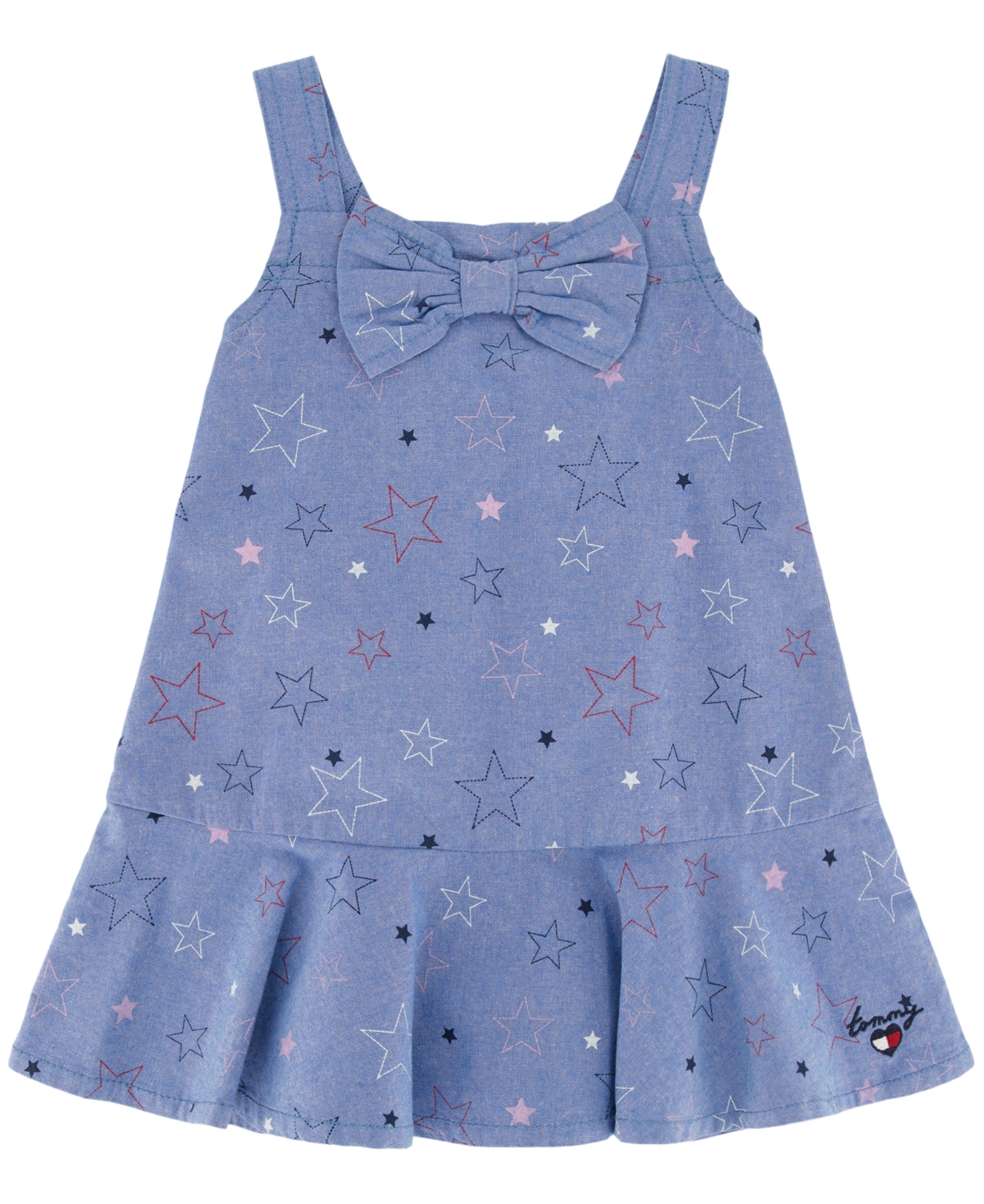 Tommy Hilfiger Baby Girls Printed Chambray Sundress In Blue