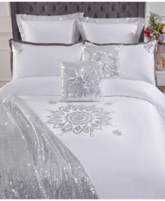 Grace Sequin Embellished Duvet Cover Set With Matching Pillow Cases King
