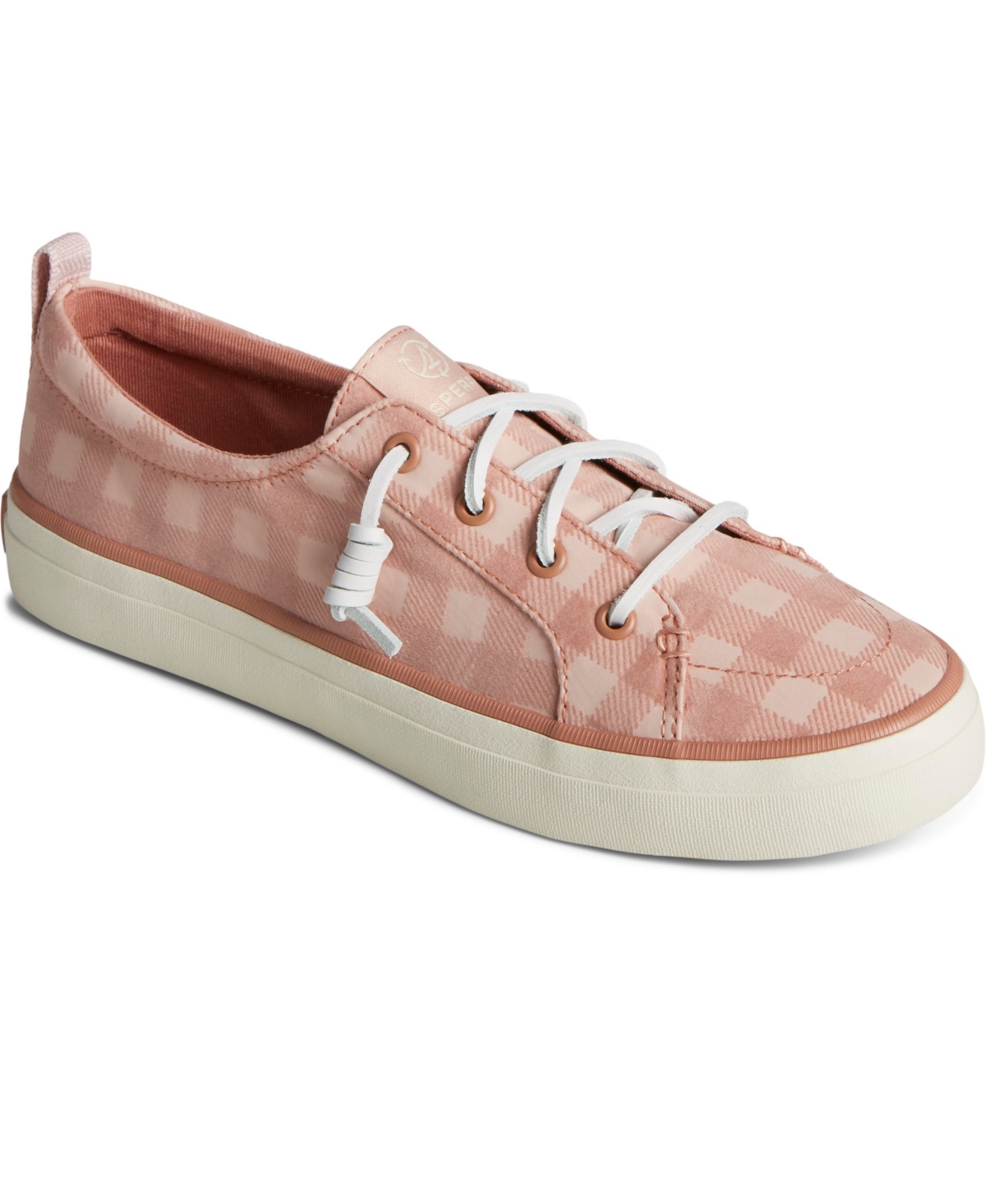 Women's Crest Vibe Gingham Canvas Sneakers, Created for Macy's - Medium Pink
