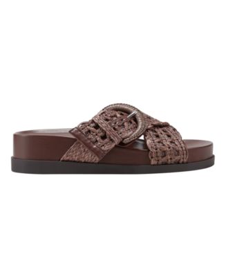Marc Fisher Women's Welti Woven Slip-On Flat Footbed Sandals - Macy's